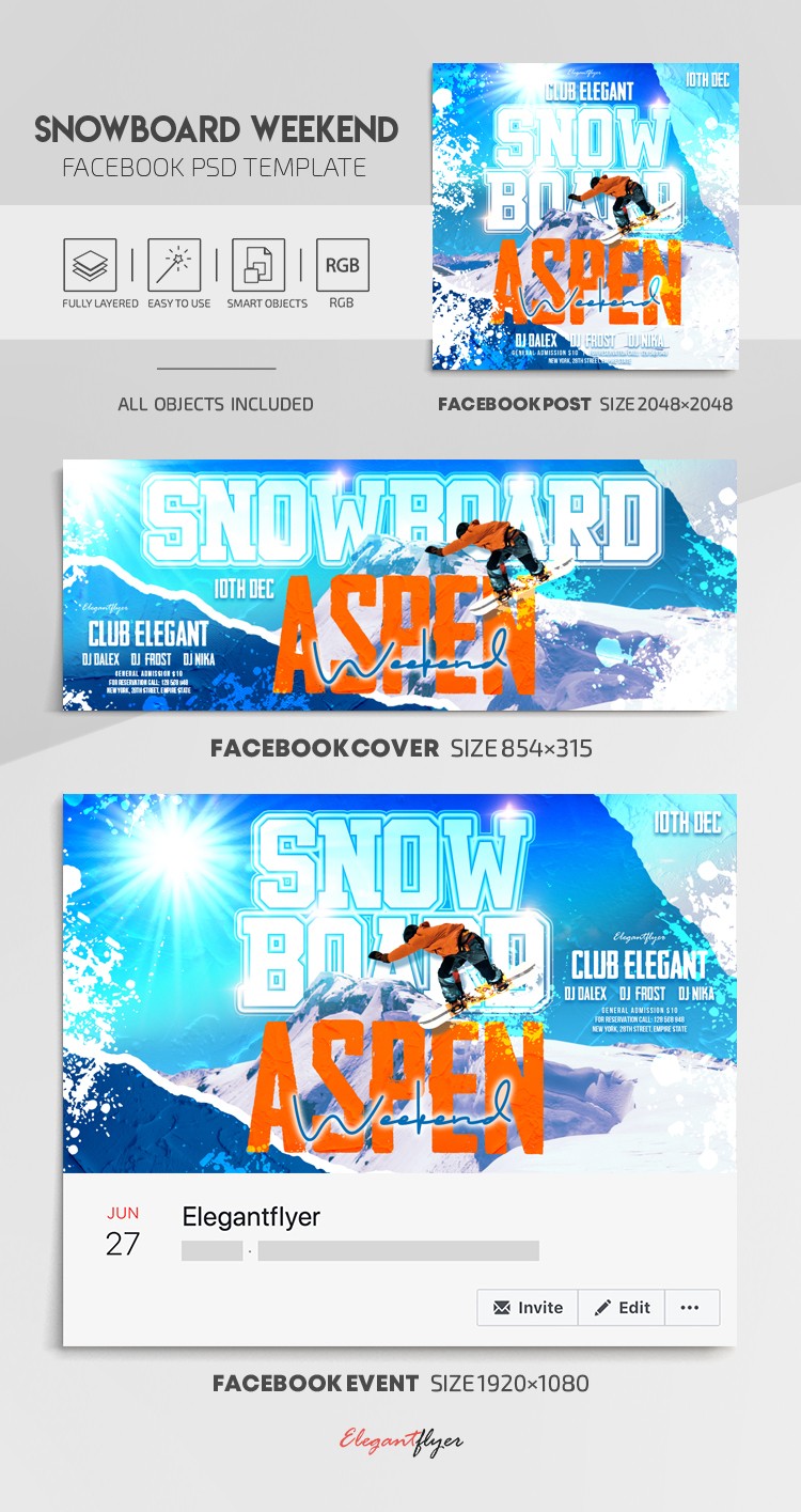 Snowboard Wochenende Facebook by ElegantFlyer