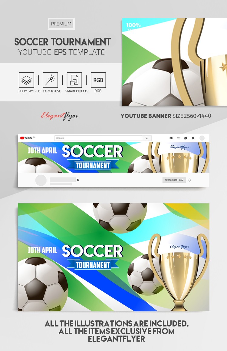 Blue Simple Soccer Tournament Premium Vector Template EPS | by Elegantflyer