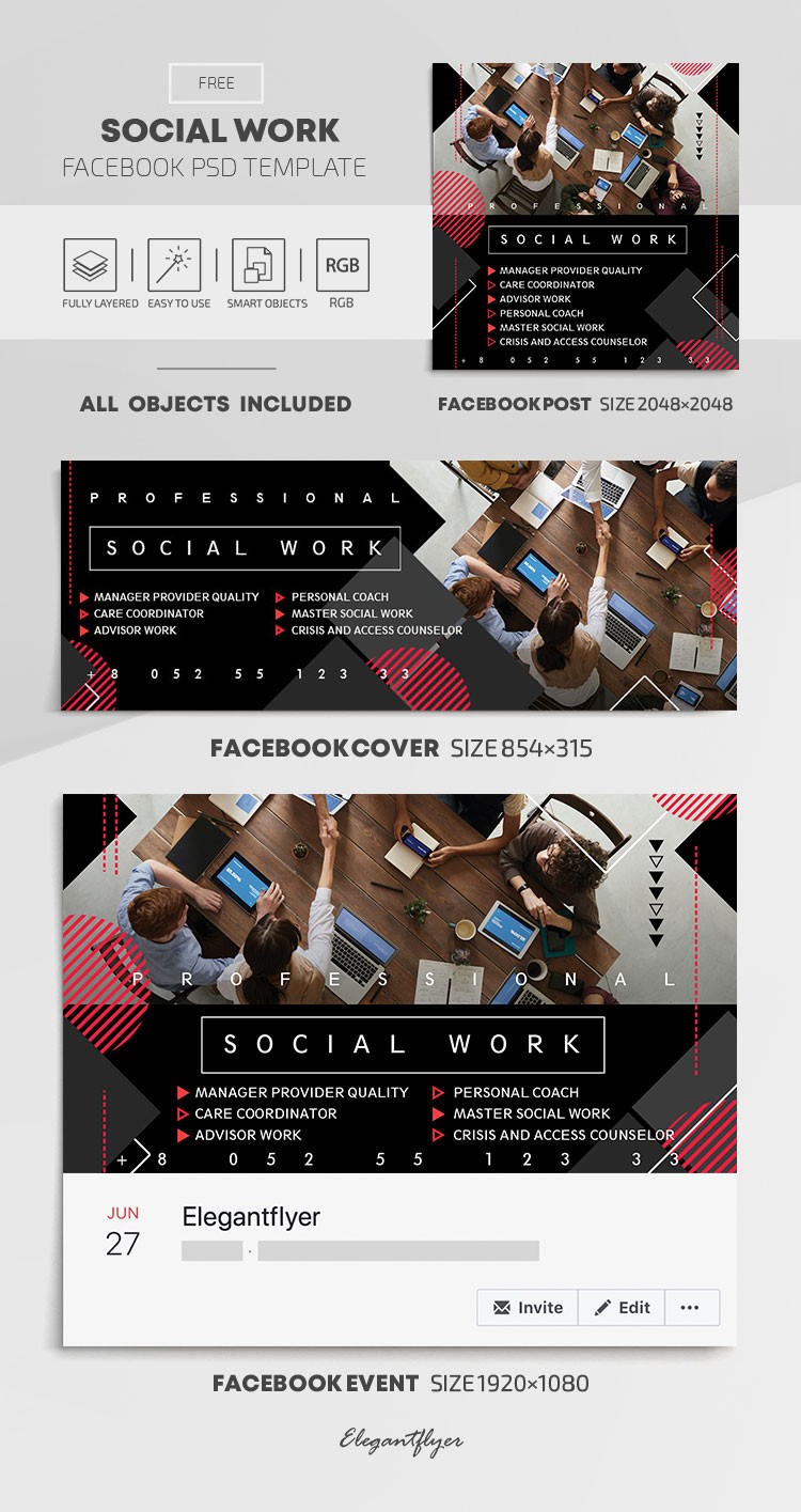 Travail social Facebook by ElegantFlyer