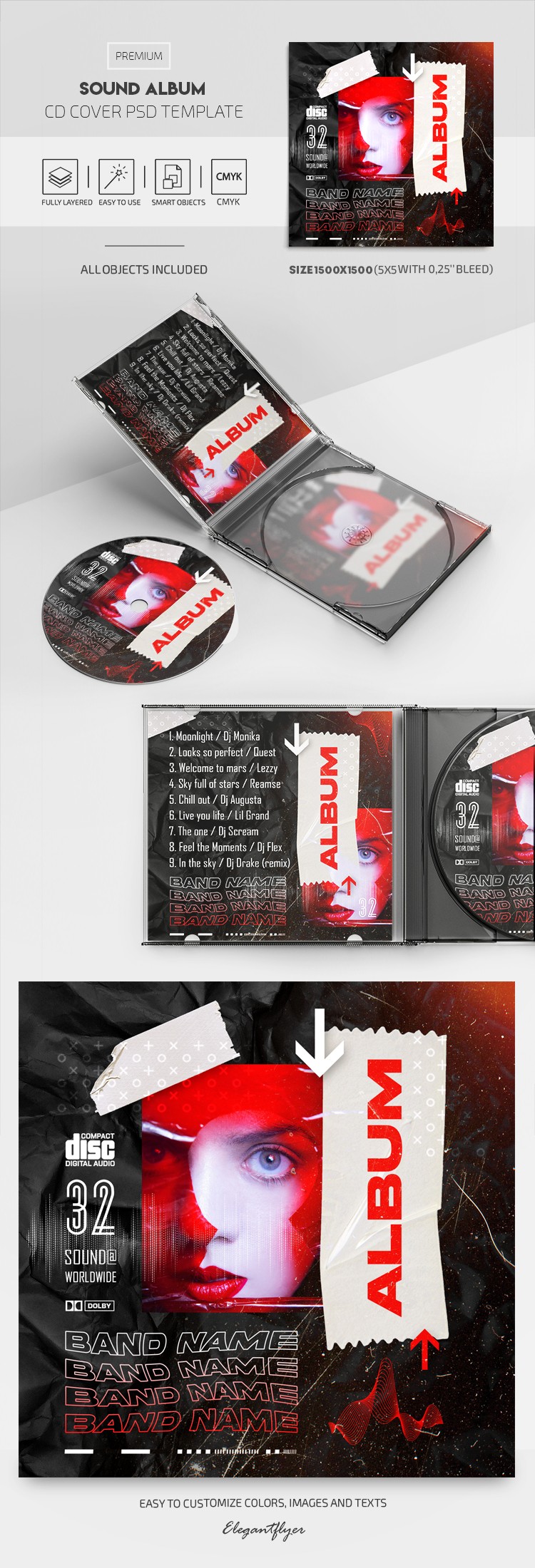 Okładka albumu CD dźwięków by ElegantFlyer