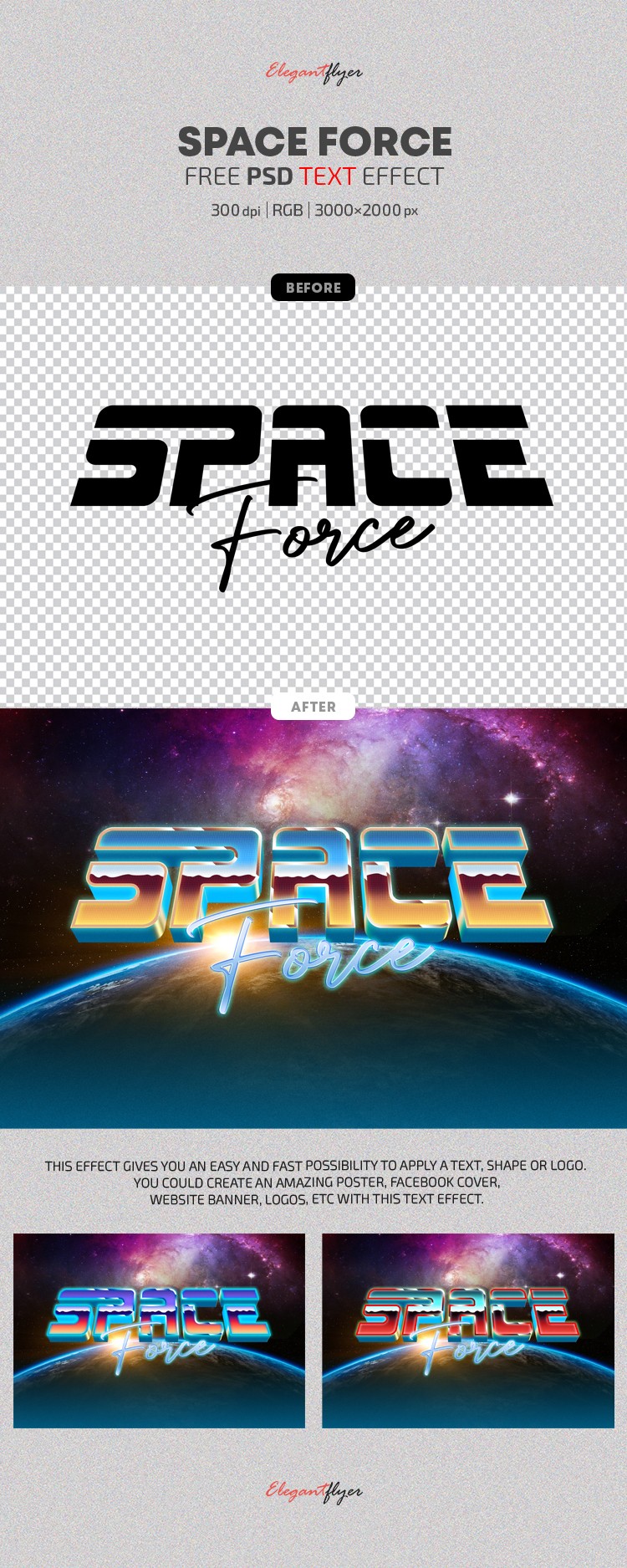 Efecto de texto Fuerza Espacial by ElegantFlyer