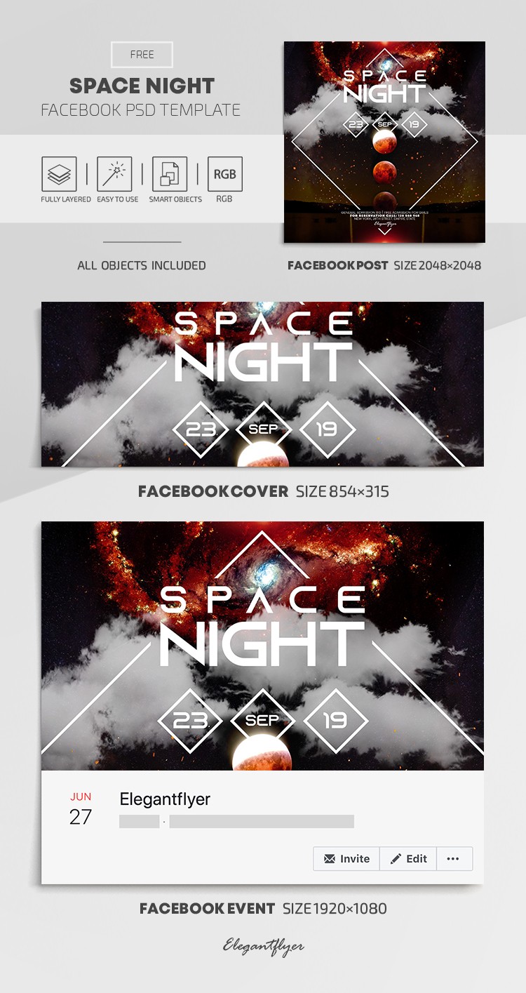 Space Night Facebook by ElegantFlyer