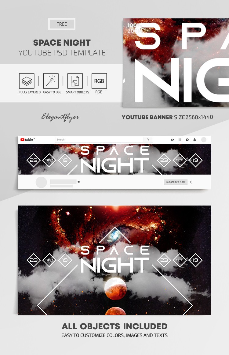 Space Night Youtube by ElegantFlyer