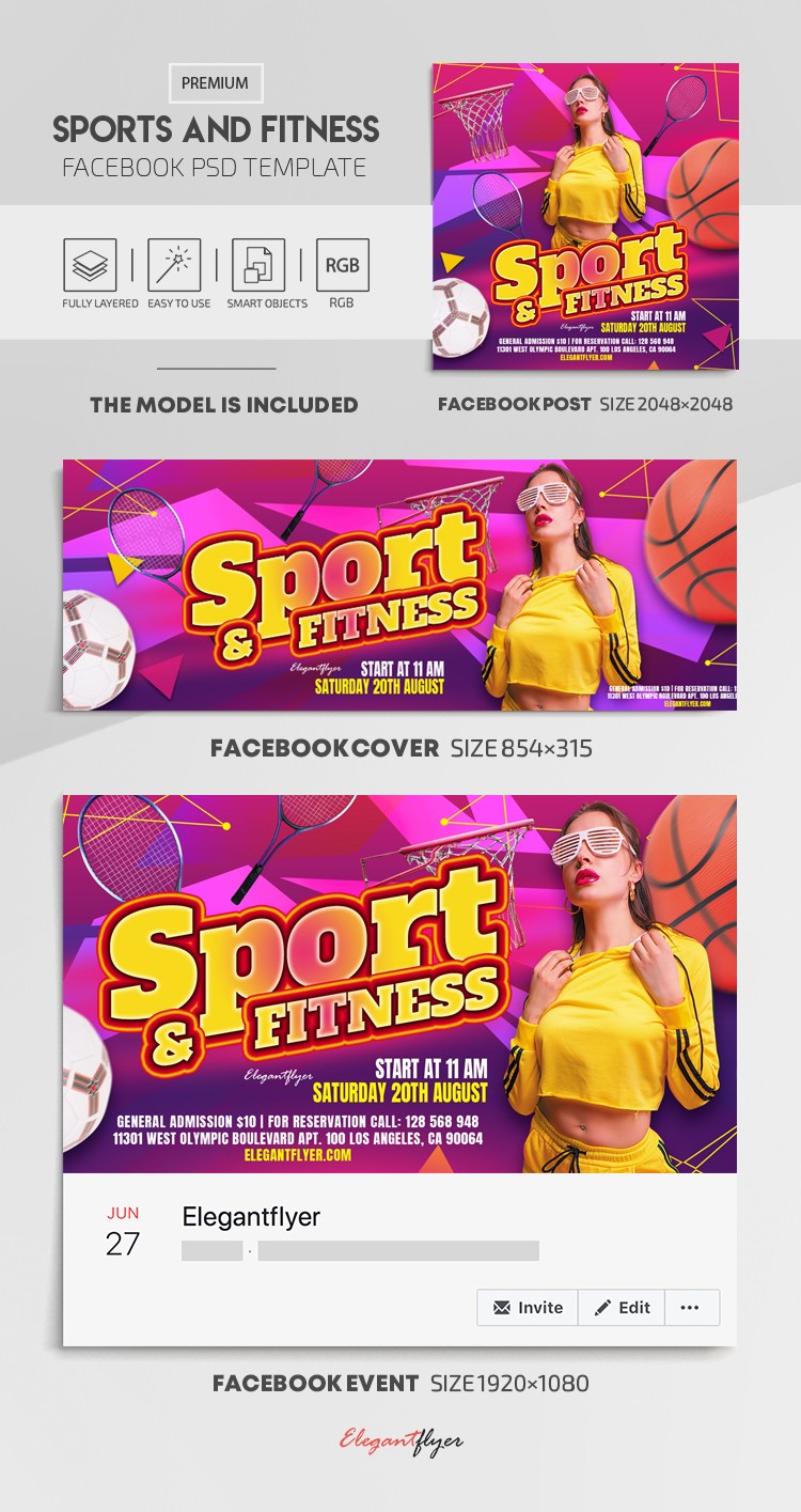 Sport And Fitness Facebook by ElegantFlyer