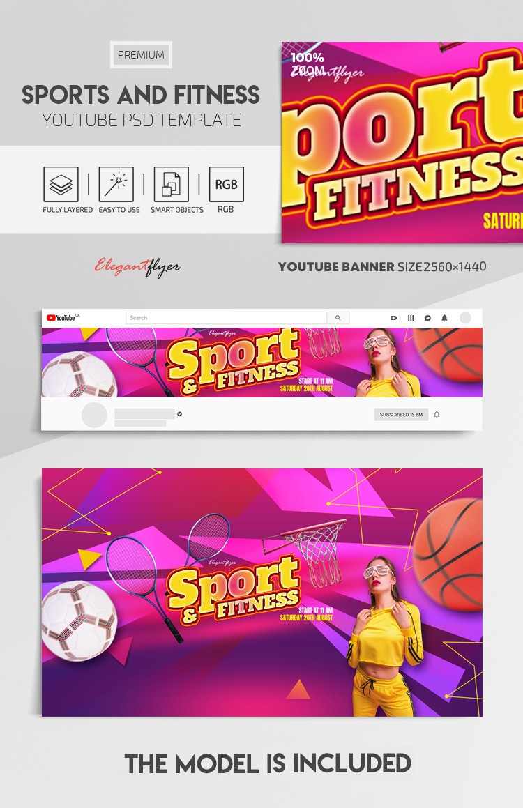 Sports And Fitness Youtube by ElegantFlyer