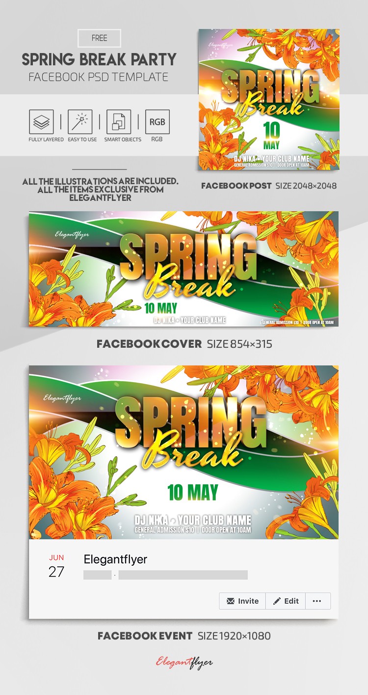 Spring Break Party Facebook by ElegantFlyer