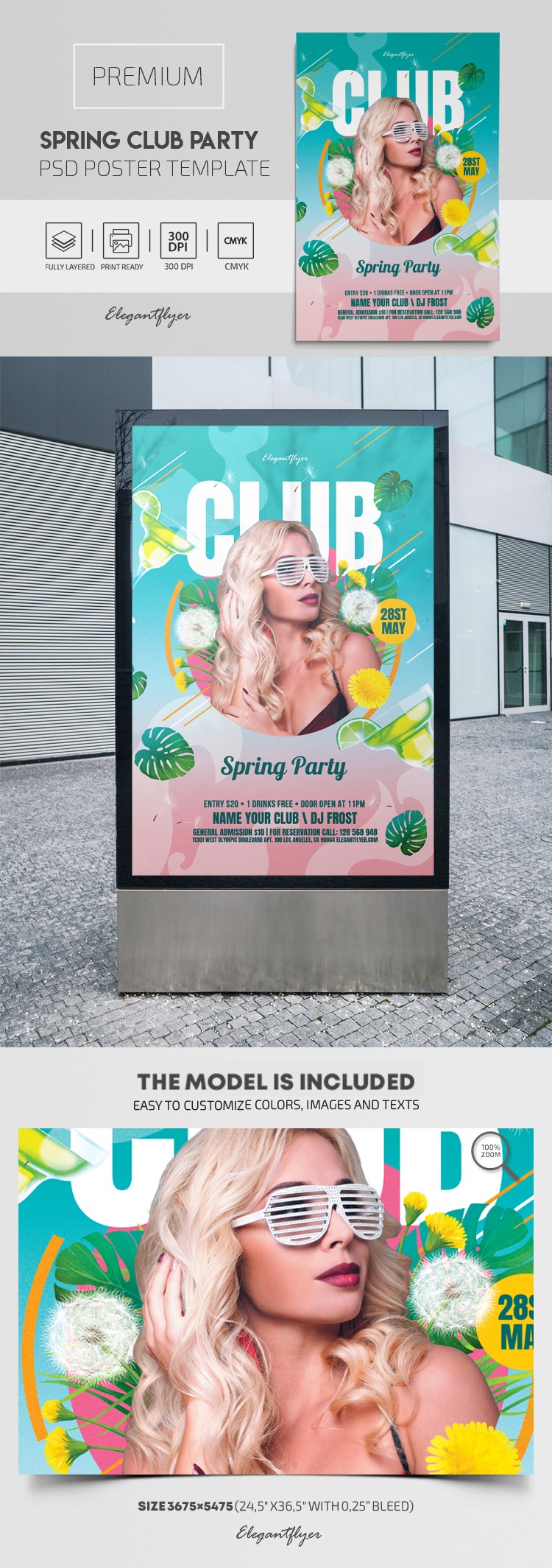 Affiche de fête du club de printemps by ElegantFlyer