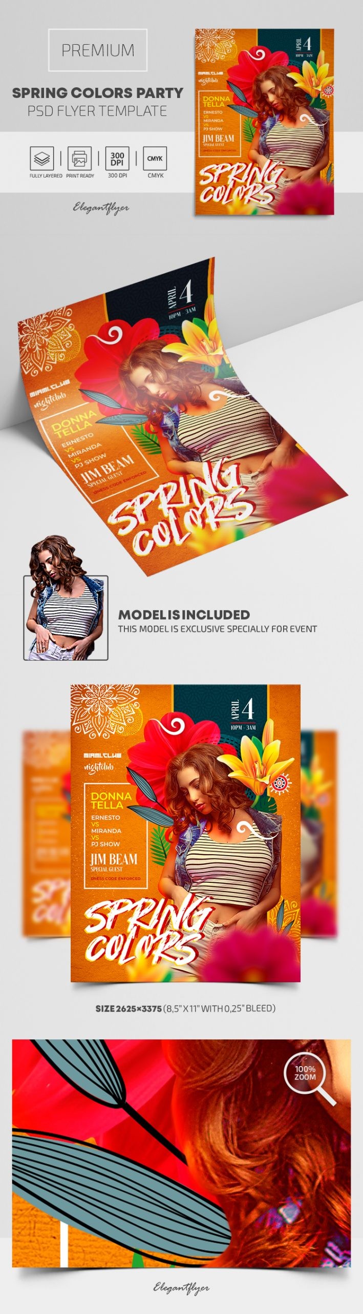 Flyer pour une soirée des couleurs du printemps. by ElegantFlyer