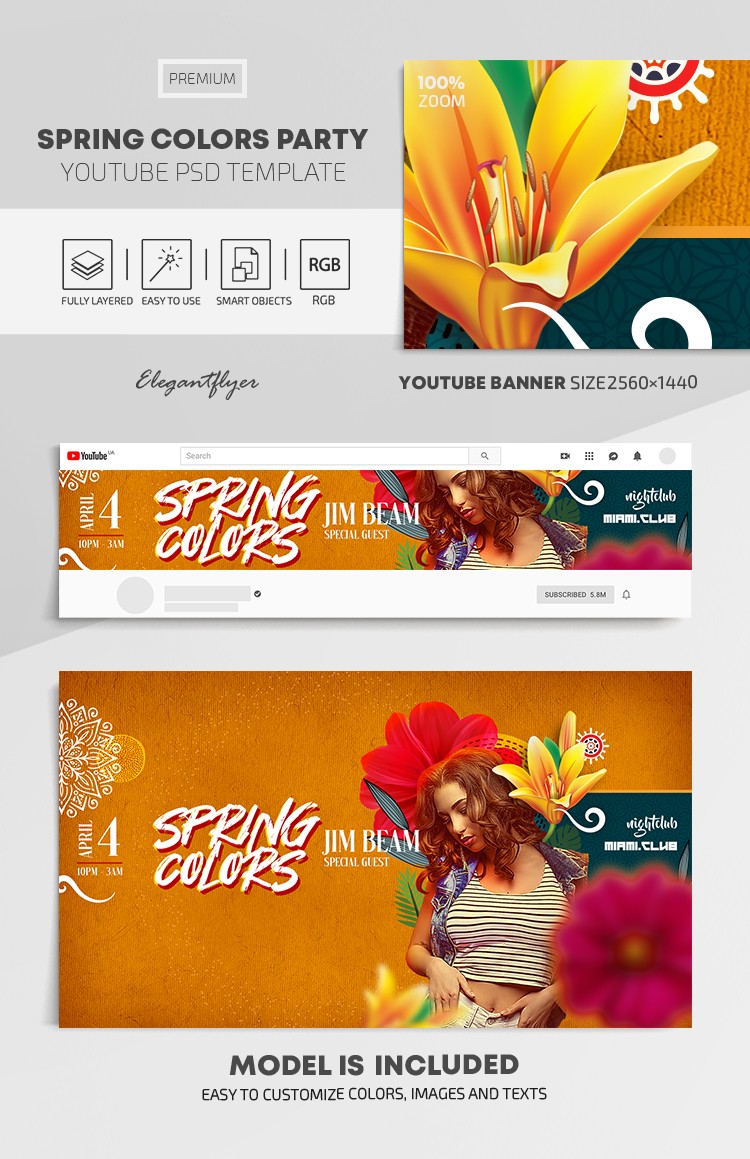 Fête des couleurs de printemps sur Youtube by ElegantFlyer