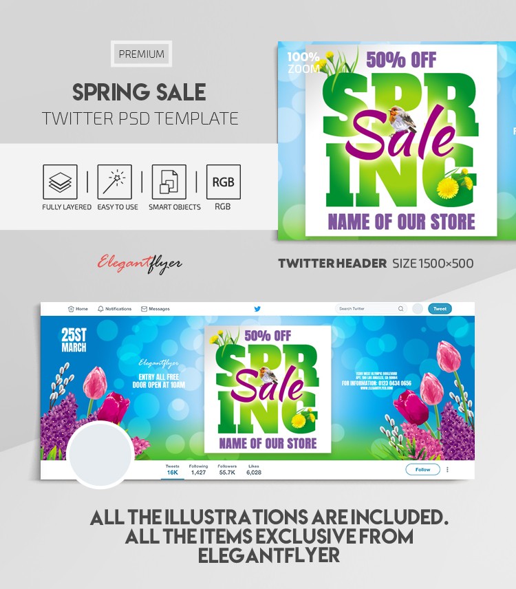 Spring Sale Twitter by ElegantFlyer