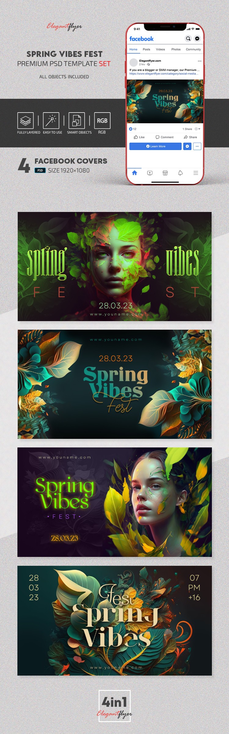 Spring Vibes Fest Facebook by ElegantFlyer