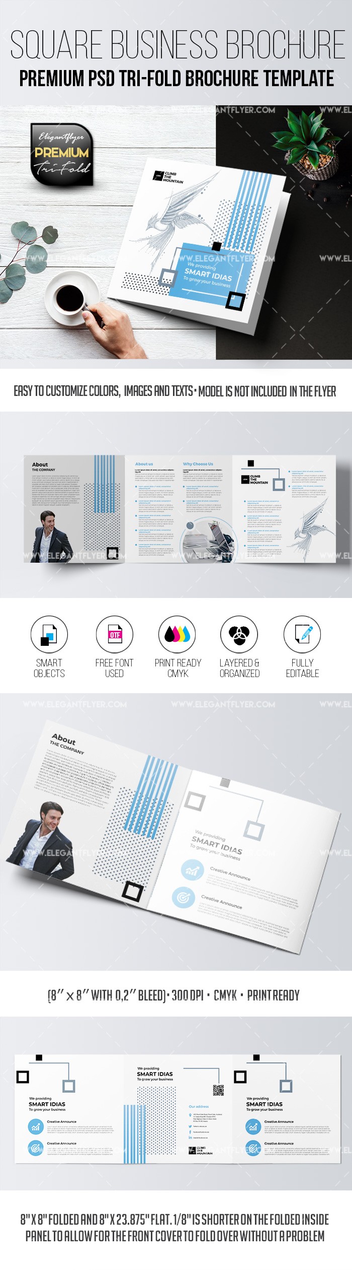 Quadrado - Modelo Premium de Brochura Tri-Fold PSD by ElegantFlyer