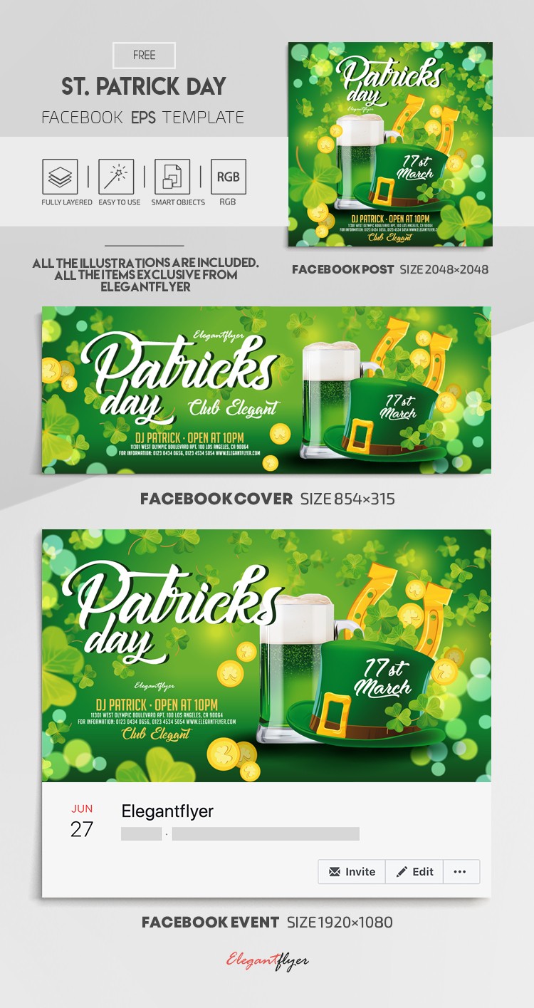 St Patrick Day Facebook EPS by ElegantFlyer