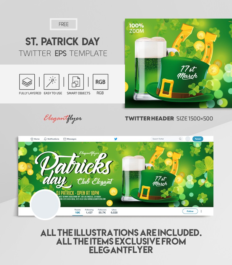 St Patrick Day Twitter EPS by ElegantFlyer