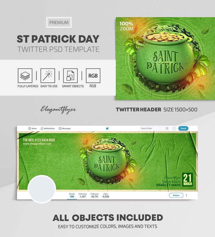 St Patrick Day Twitter by ElegantFlyer