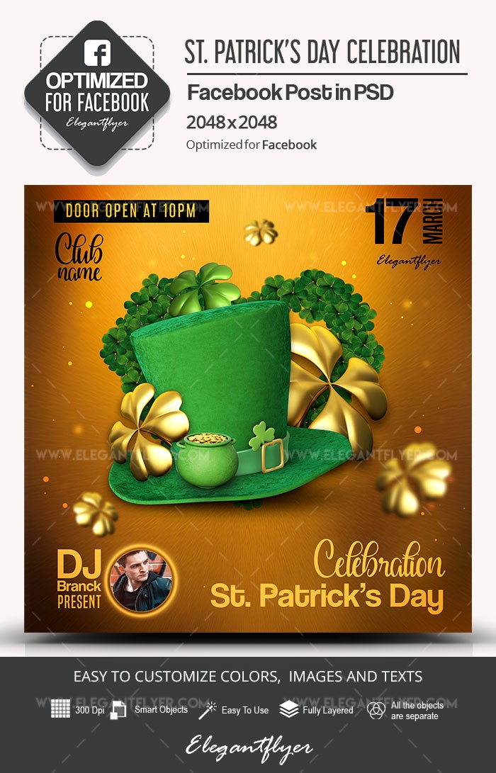 Publication Facebook de la célébration de la Saint-Patrick. by ElegantFlyer