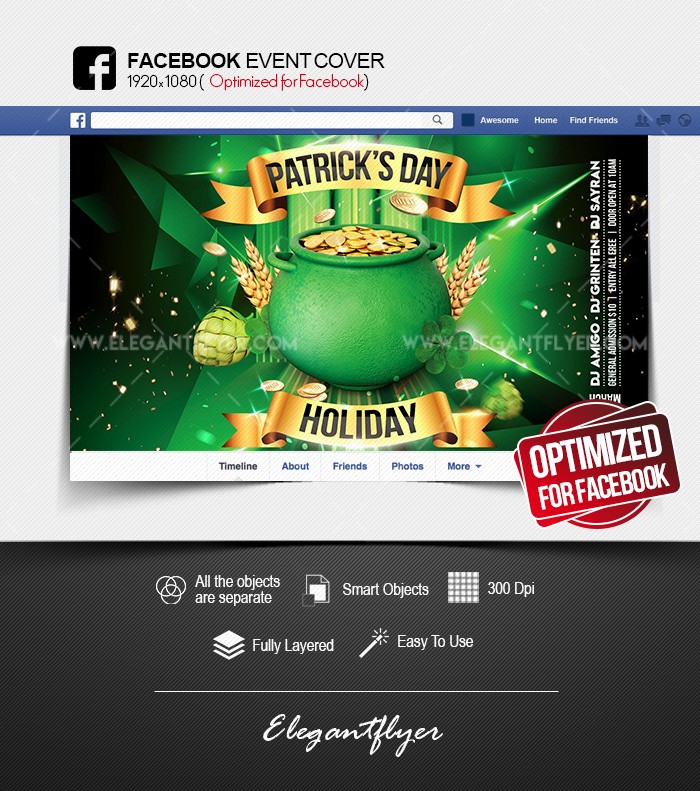 St. Patrick’s Day Holiday Facebook by ElegantFlyer