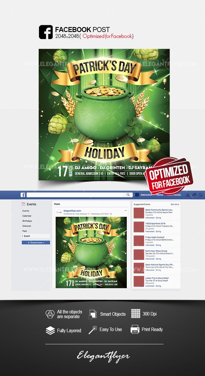 Publication Facebook pour la journée de la Saint-Patrick by ElegantFlyer