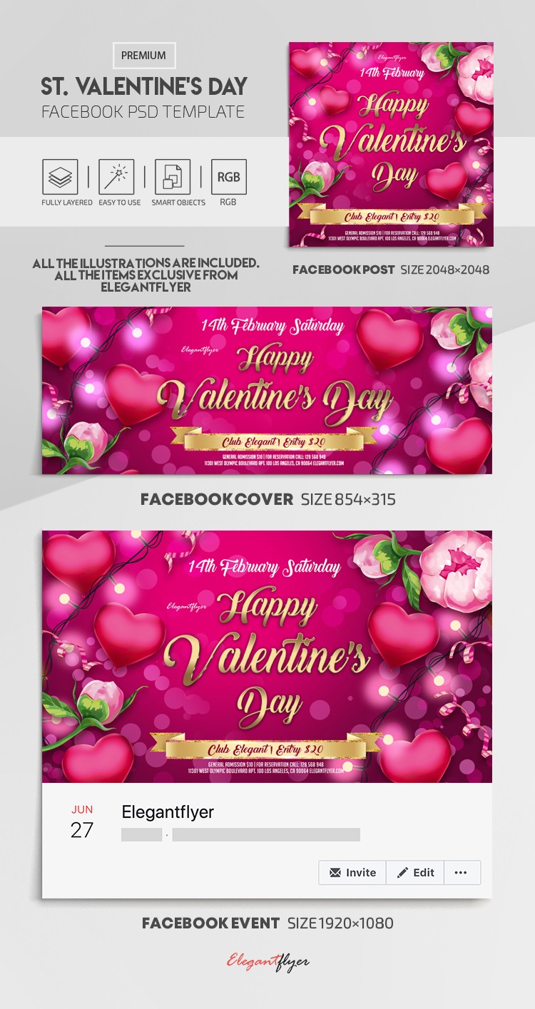 Día de San Valentín en Facebook by ElegantFlyer