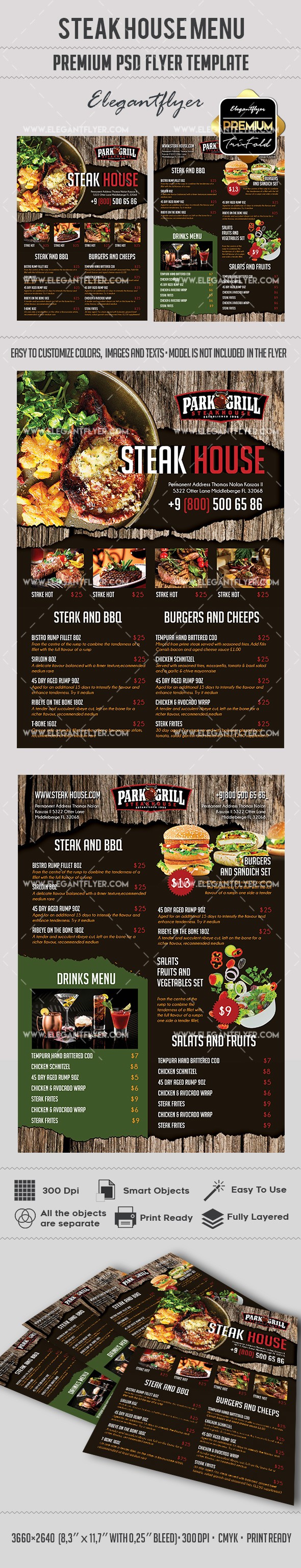 Steak House Menu by ElegantFlyer