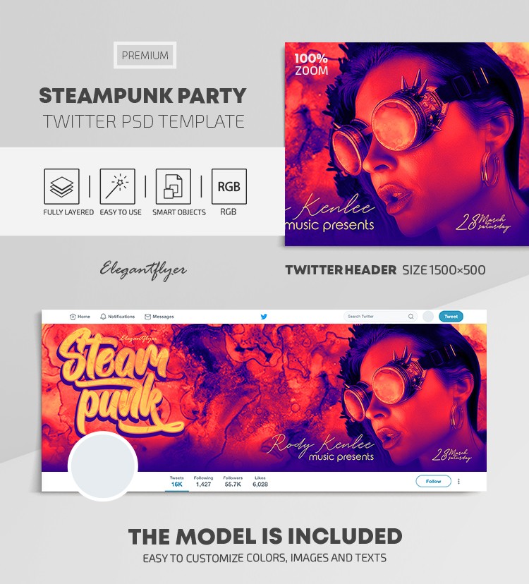 Steampunk Party Twitter by ElegantFlyer