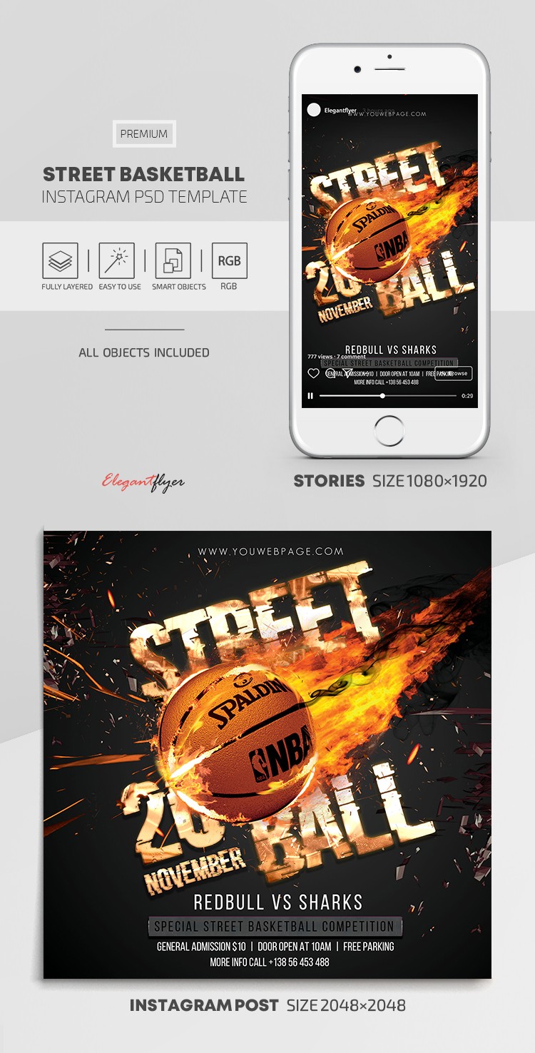 Baloncesto en la calle Instagram by ElegantFlyer