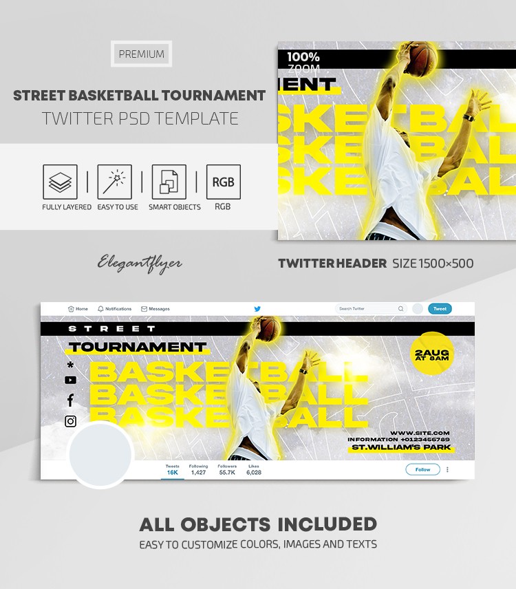 Street Basketball Tournament Twitter by ElegantFlyer