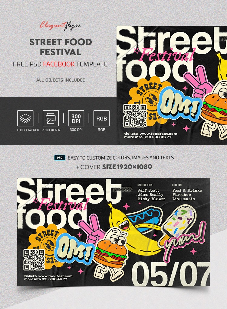 Street Food Festival Facebook Post by ElegantFlyer