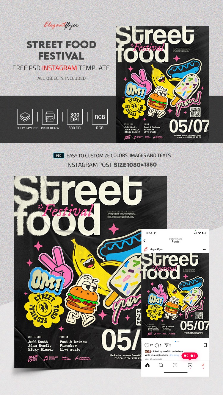 Street Food Festival Instagram Post by ElegantFlyer