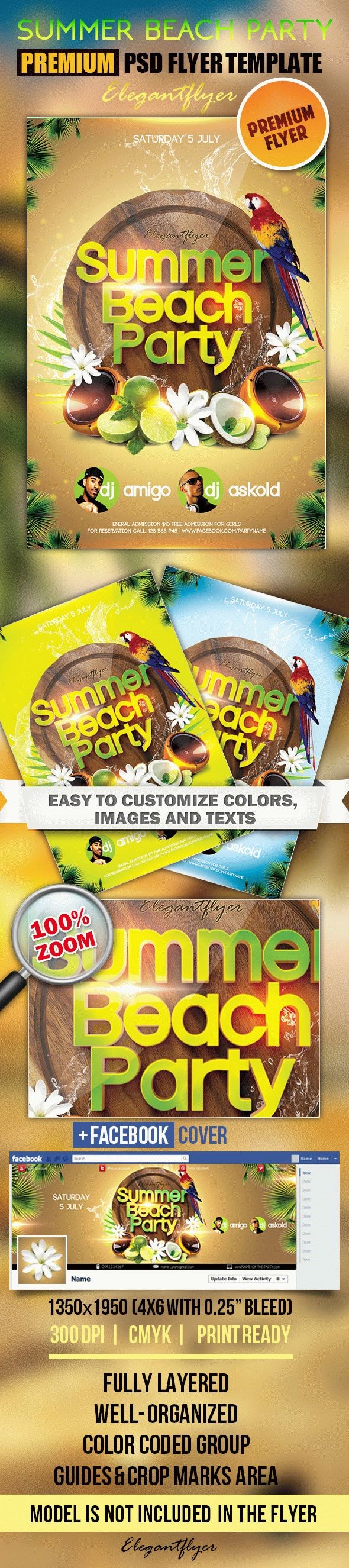 Summer Beach Party with Parrot by ElegantFlyer