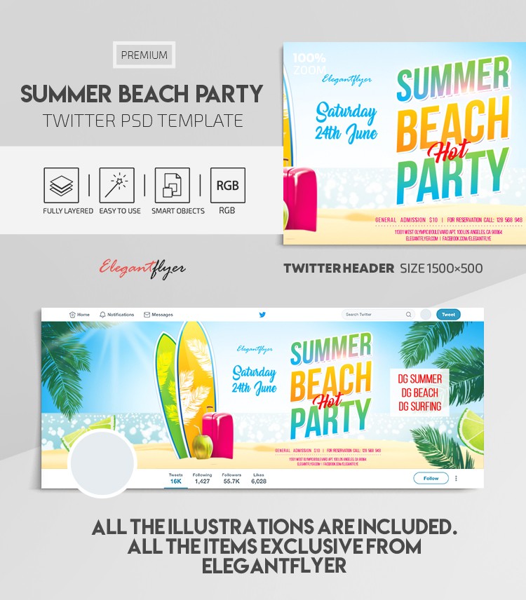 Summer Beach Party Twitter by ElegantFlyer