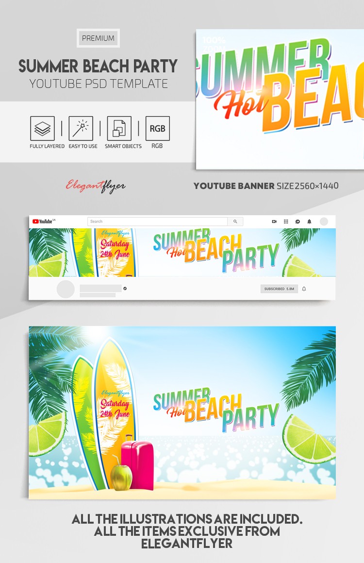 Letnie przyjęcie na plaży Youtube by ElegantFlyer