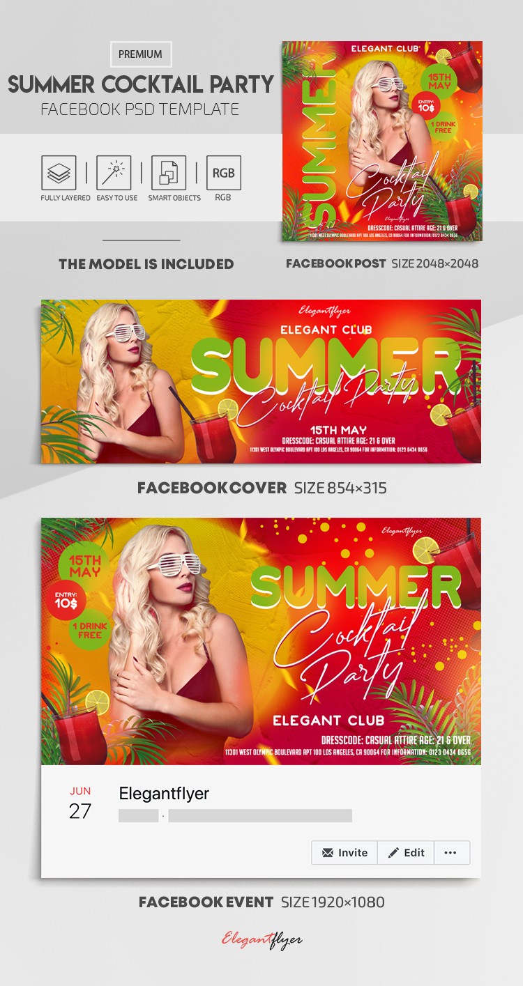 Summer Cocktail Party Facebook by ElegantFlyer