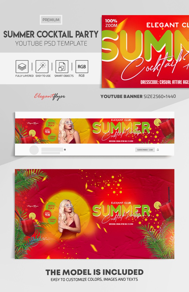 Summer Cocktail Party Youtube by ElegantFlyer