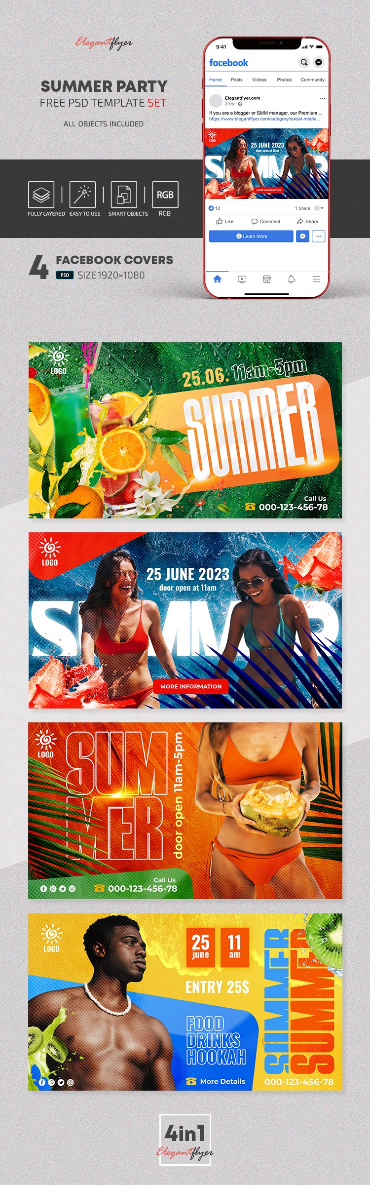 Summer Party Facebook Cover by ElegantFlyer