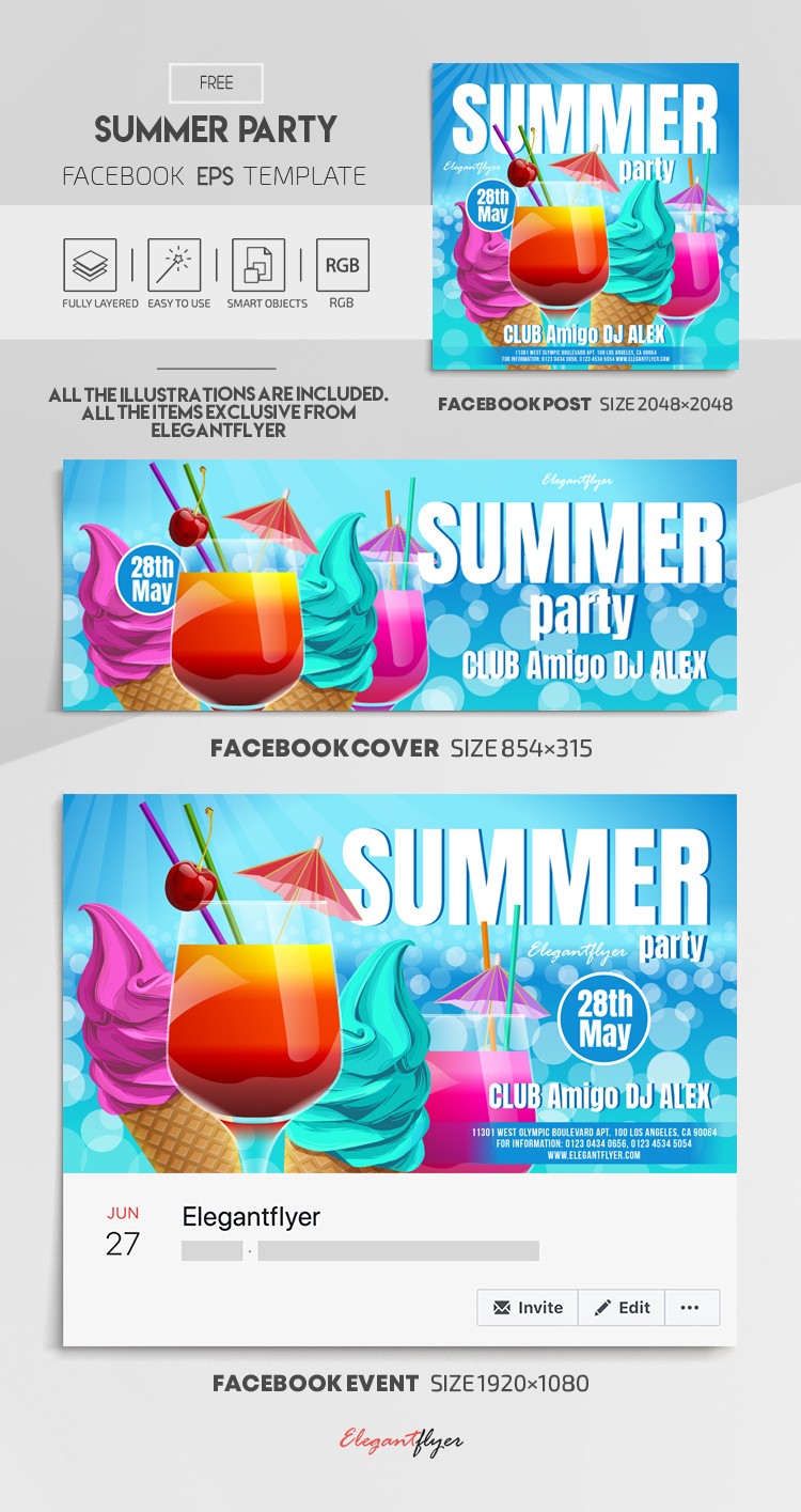 Summer Party Facebook EPS by ElegantFlyer