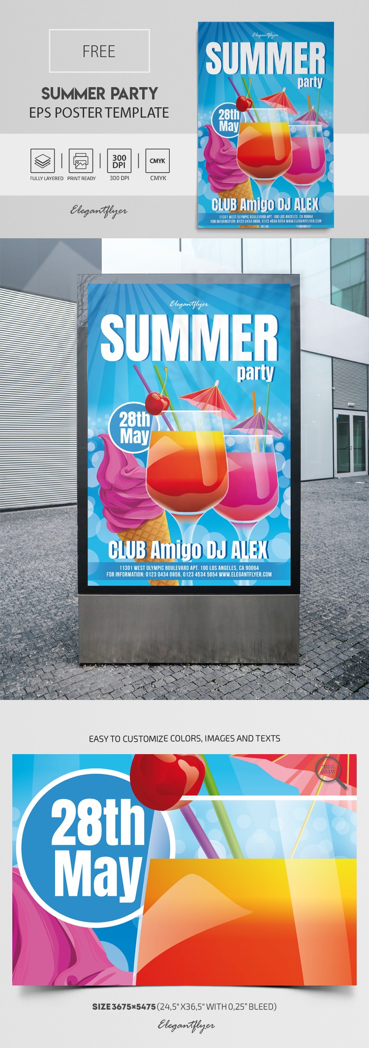 Summer Party Poster EPS affiche del party estivo EPS. by ElegantFlyer