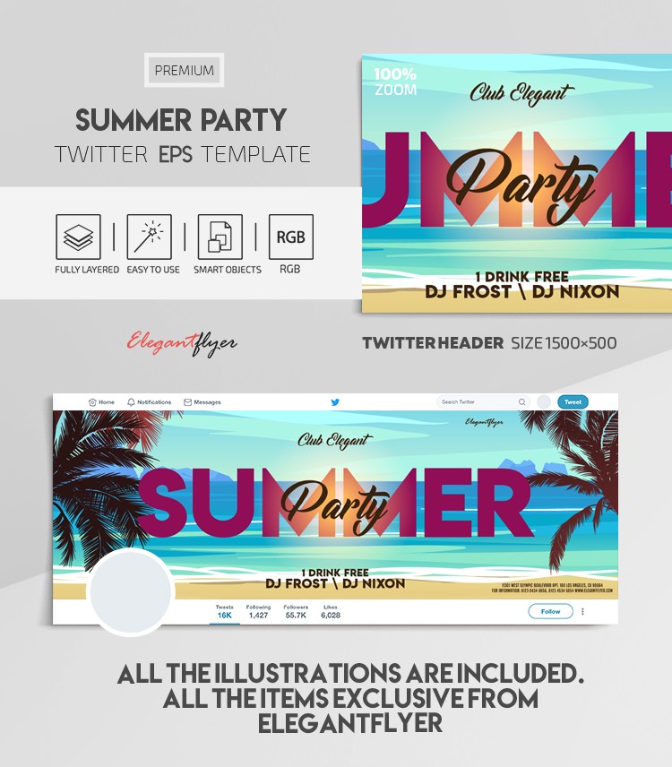 Summer Party Twitter EPS by ElegantFlyer