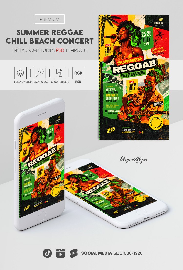Summer Reggae & Chill Beach Concert Instagram Reel by ElegantFlyer