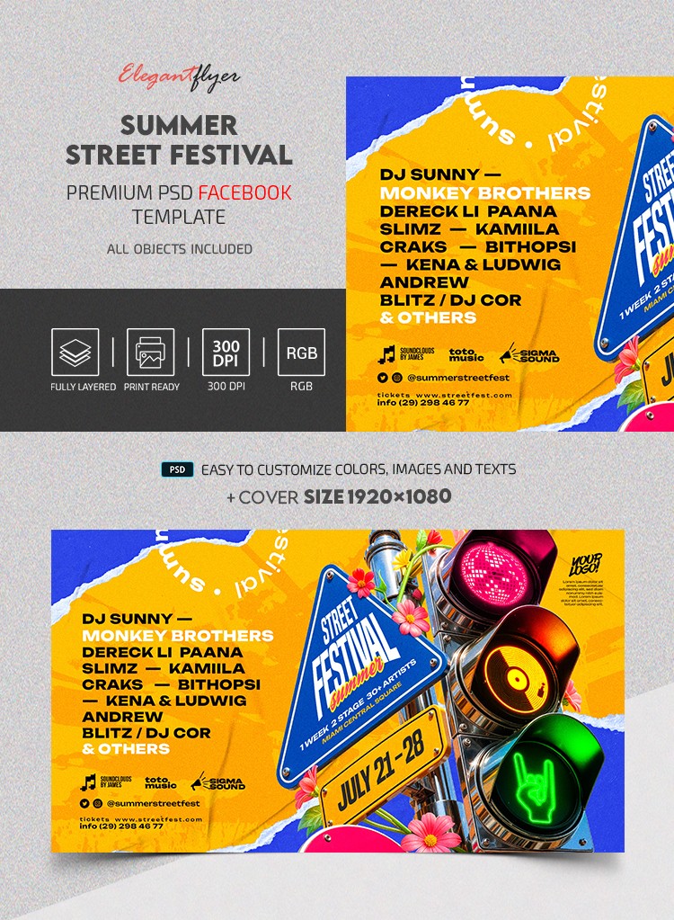 Summer Street Festivals Facebook Post by ElegantFlyer