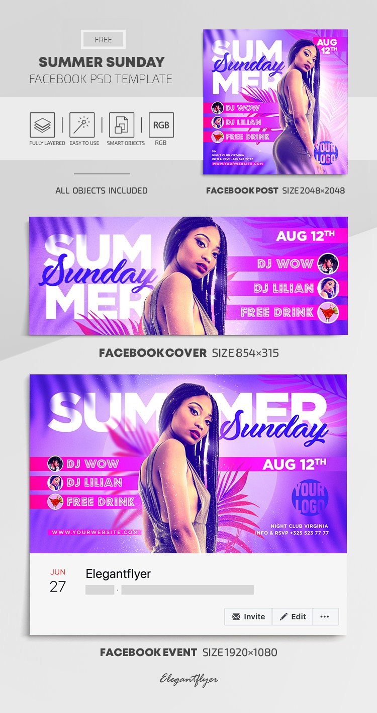 Summer Sunday Facebook by ElegantFlyer