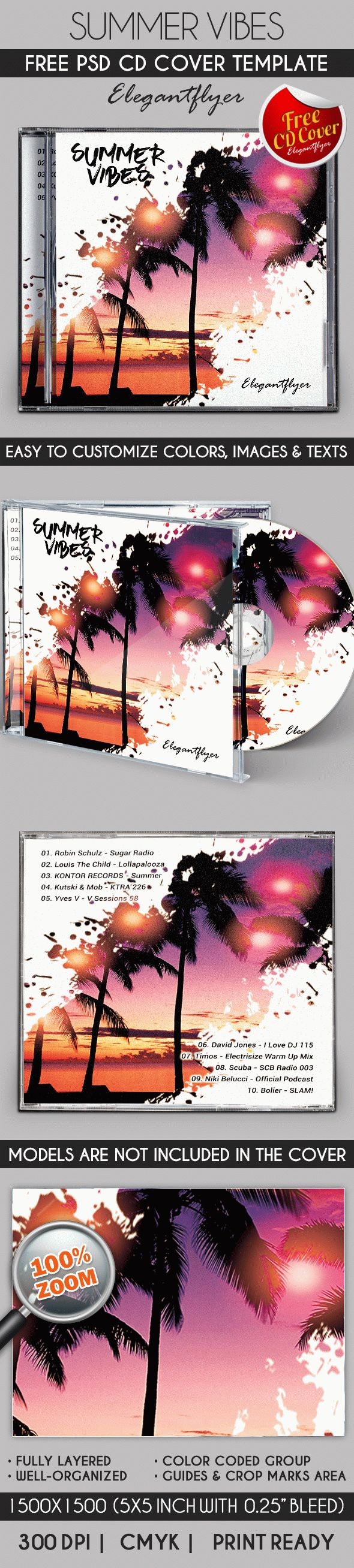 Free Summer Vibes For CD Cover Template by ElegantFlyer