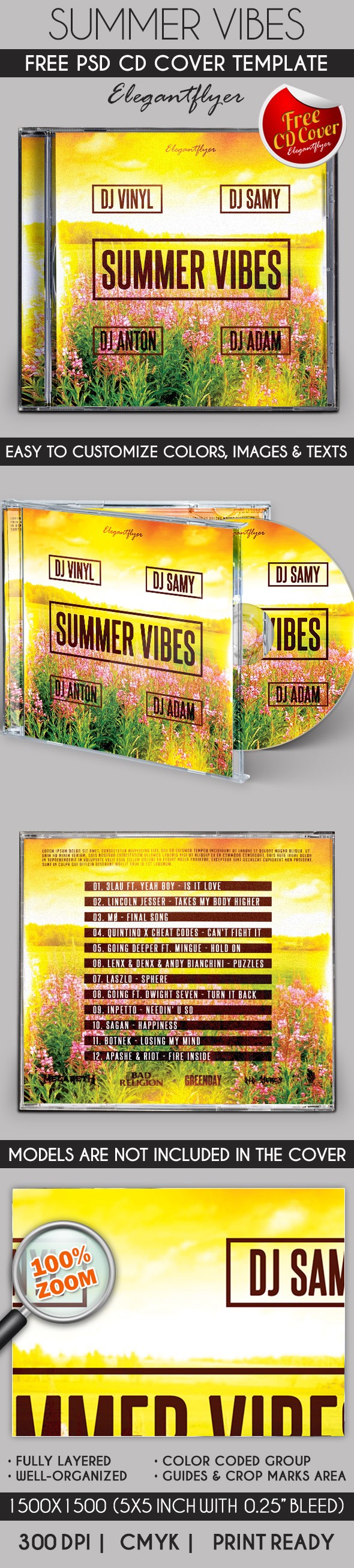 Summer Vibes Free CD template by ElegantFlyer
