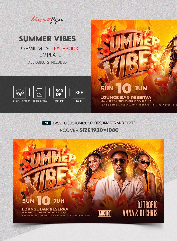 Verão Vibes Festa Post no Facebook by ElegantFlyer