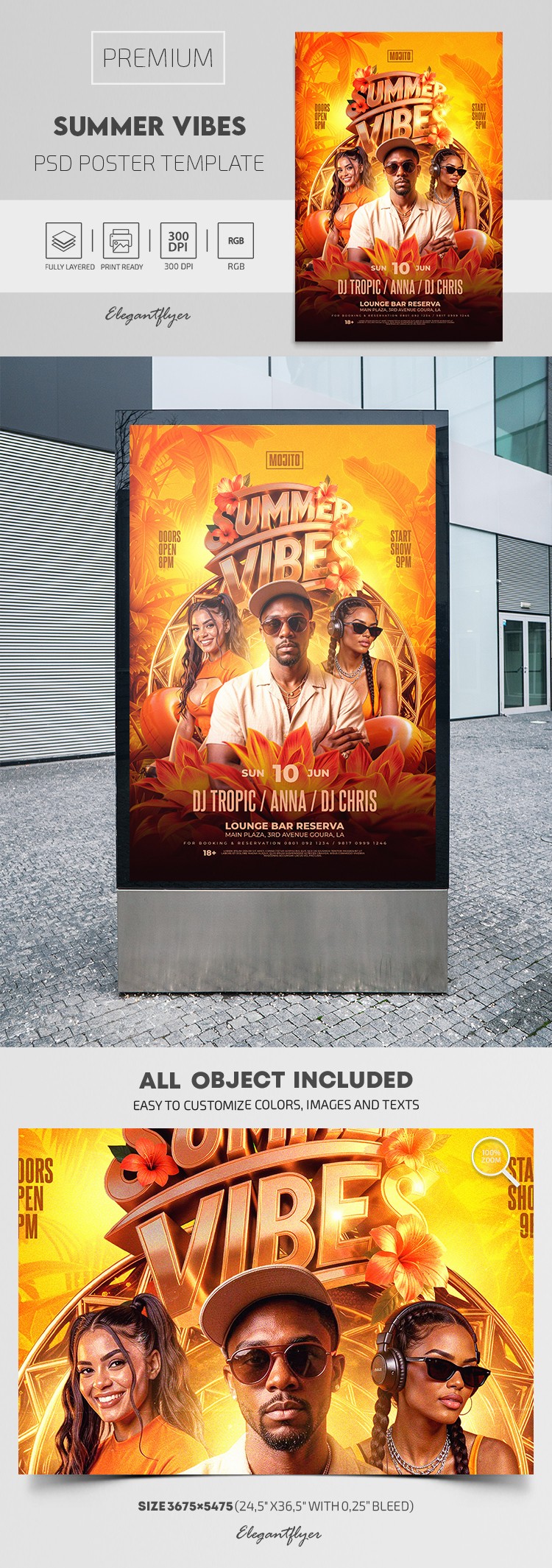 Cartaz da Festa das Vibes de Verão by ElegantFlyer