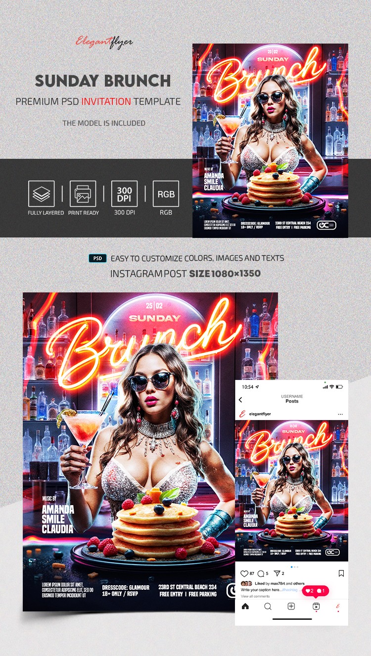 Sunday Brunch Instagram Post by ElegantFlyer