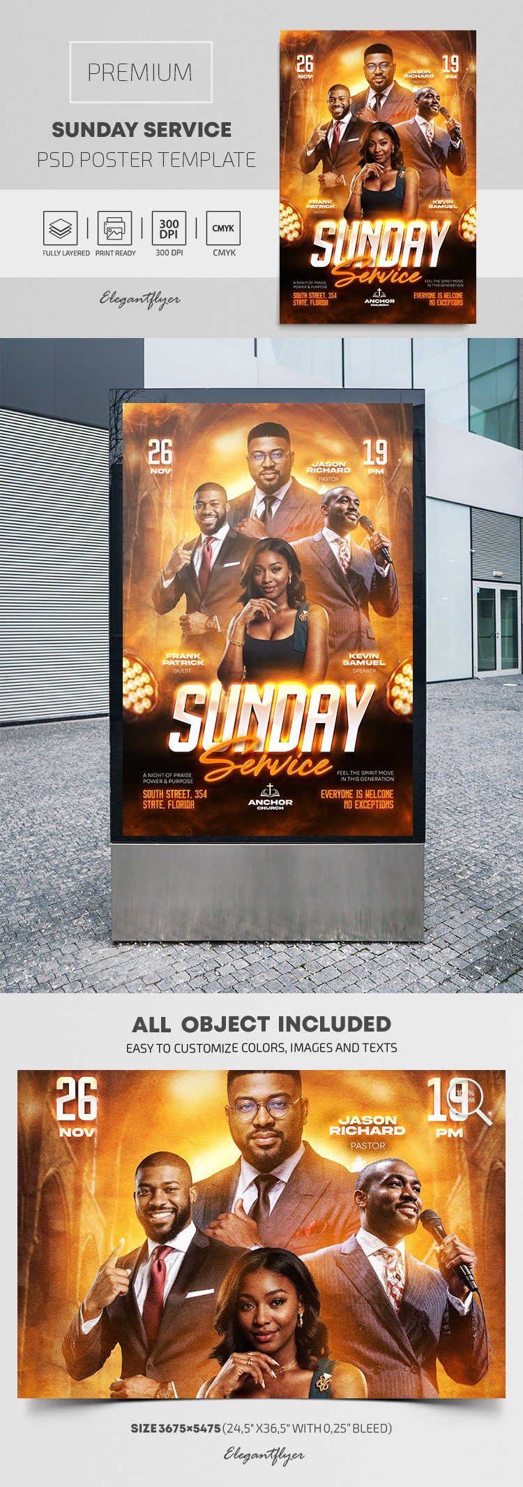 Plakat nabożeństwa niedzielnego by ElegantFlyer