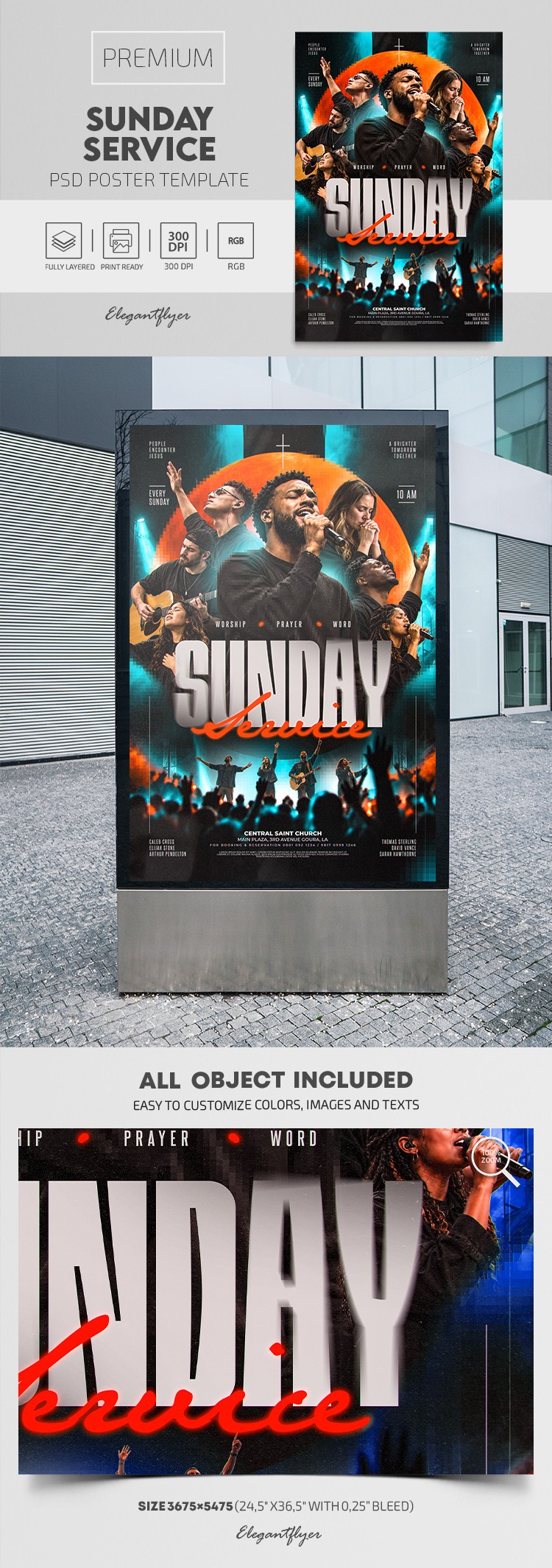 Sunday Church Service Poster by ElegantFlyer