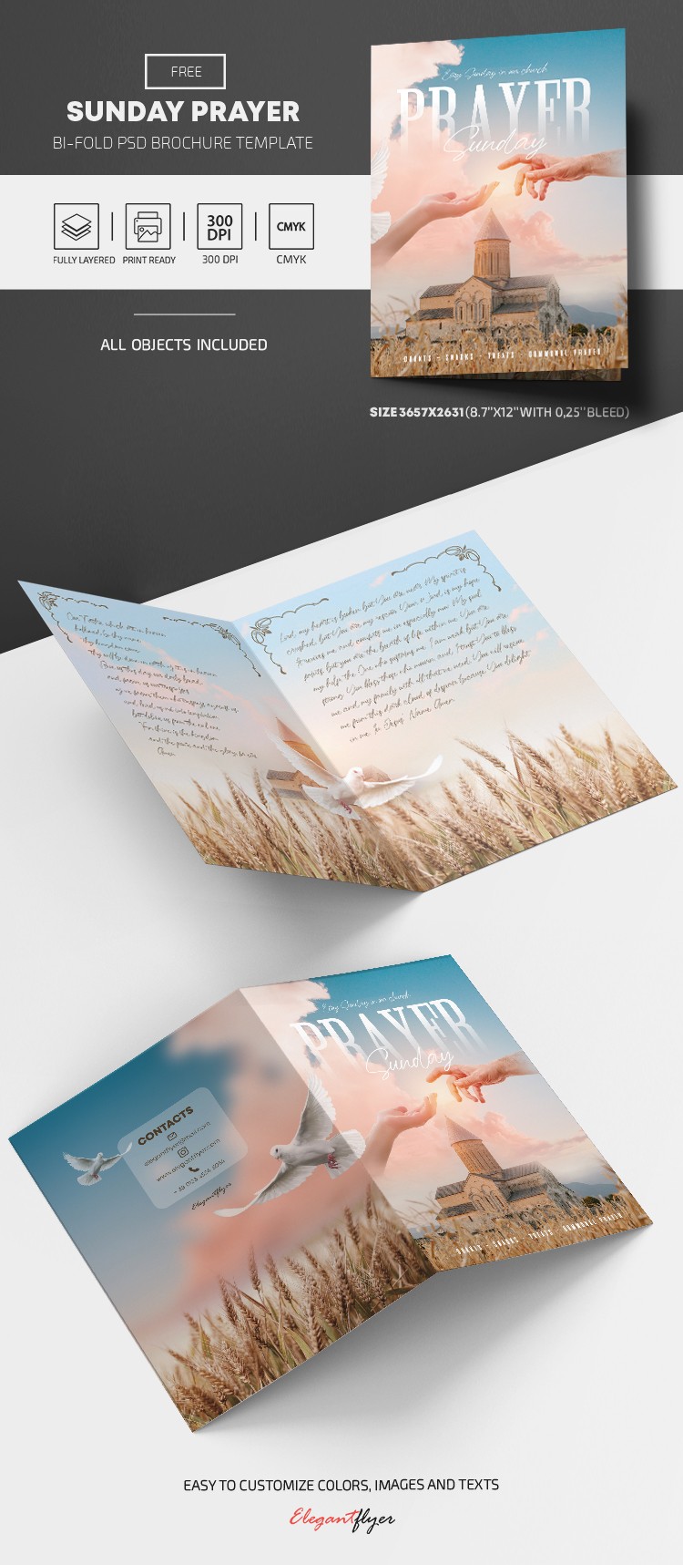 Sunday Prayer Bi-Fold Brochure by ElegantFlyer