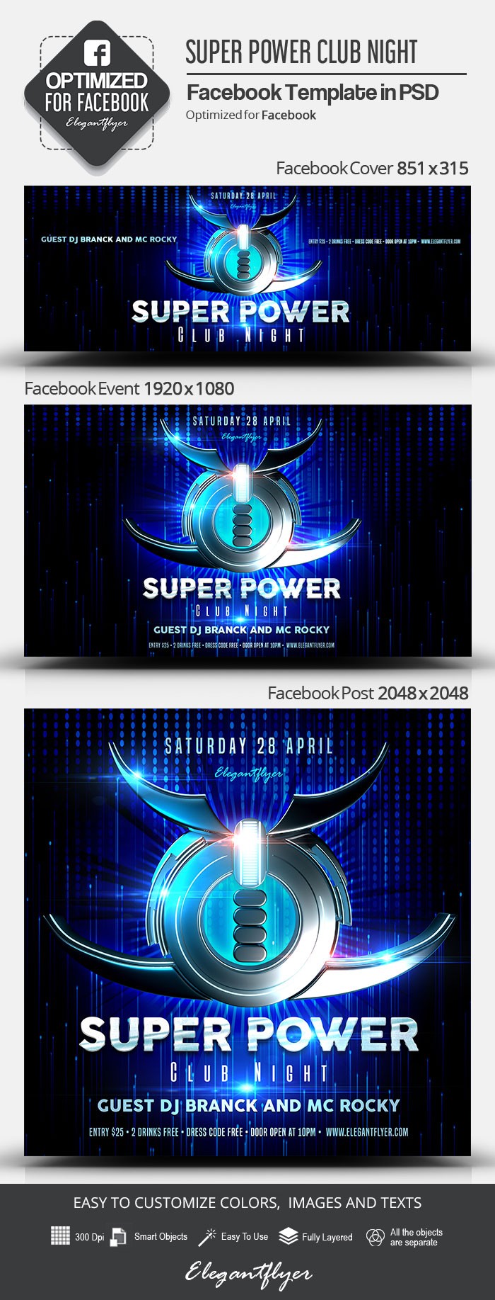 Super Power Club Night Facebook by ElegantFlyer